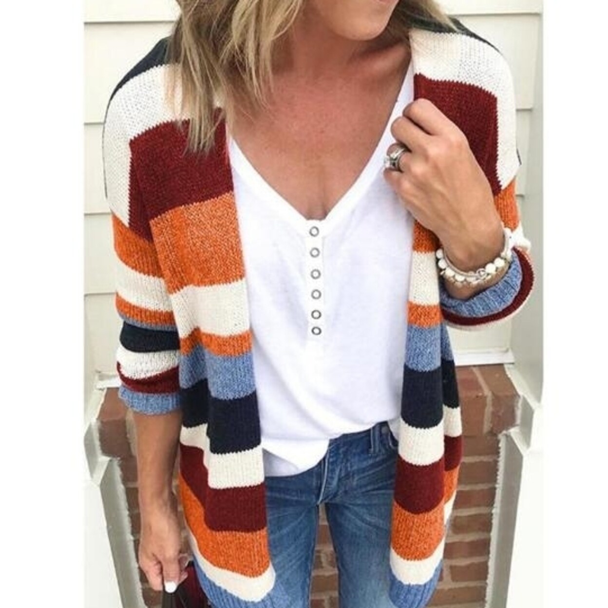striped womens cardigan