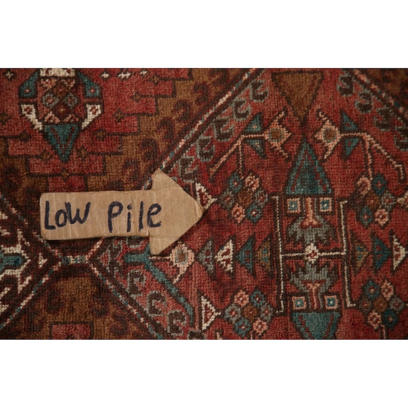 Red Ardebil Persian Vintage Runner Rug Handmade Hallway Wool Carpet - 3'3"x 9'3"