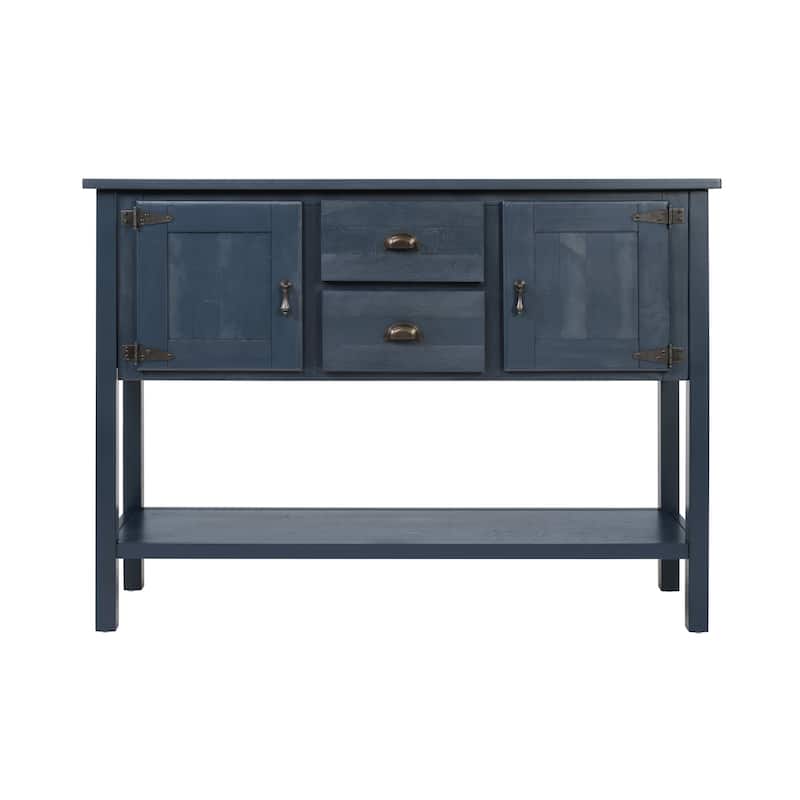 Solid Wood Sideboard Console Table with Drawers Cabinets and Bottom Shelf