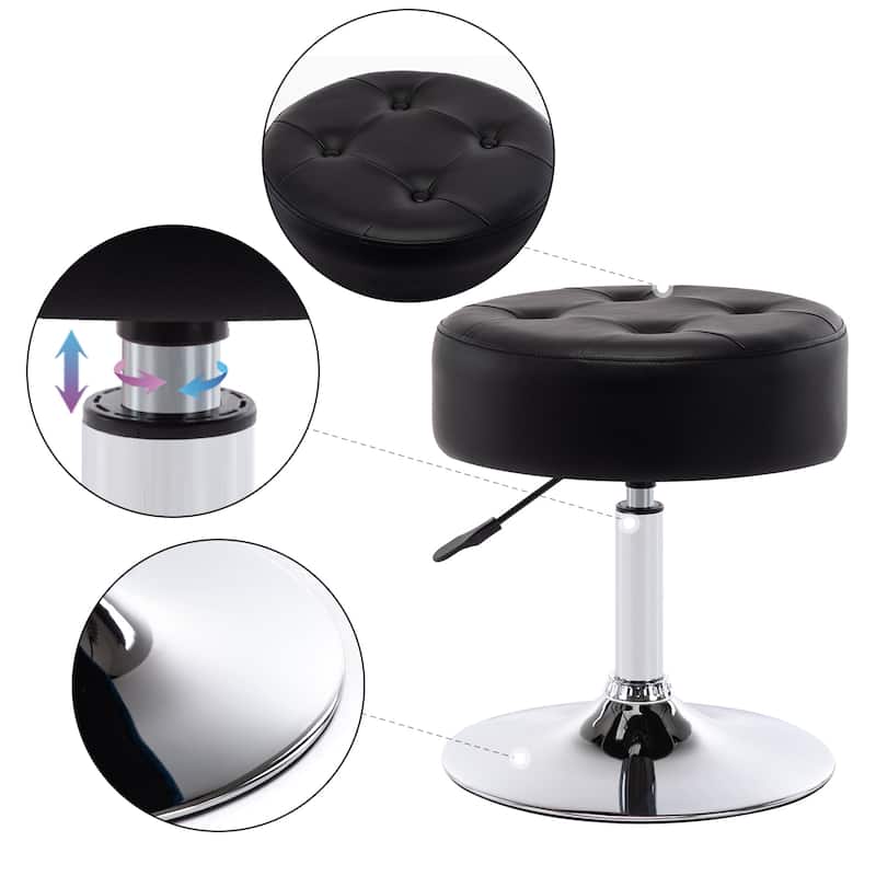 Adjustable Height Round Ottoman Swivel Vanity Stool