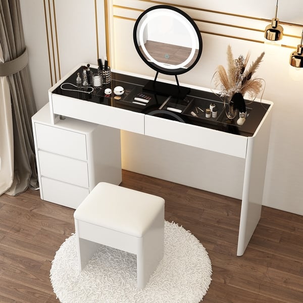 Elegant-Makeup-Vanity-w-See-Through-Glass-Top-and-LED-Mirror-Dressing.jpg (600×600)