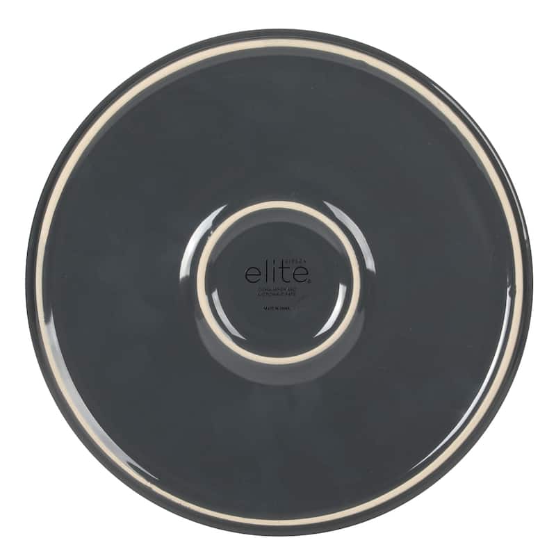 Gibson Elite Northrock Stoneware Dinnerware Set, 16-Piece Service for 4 - Plates & Bowls with Hand-Painted Terracotta Base