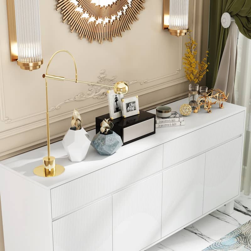 Console Table Accent Organize in Style - 2-Drawer White Floor Cabinet - 63"W