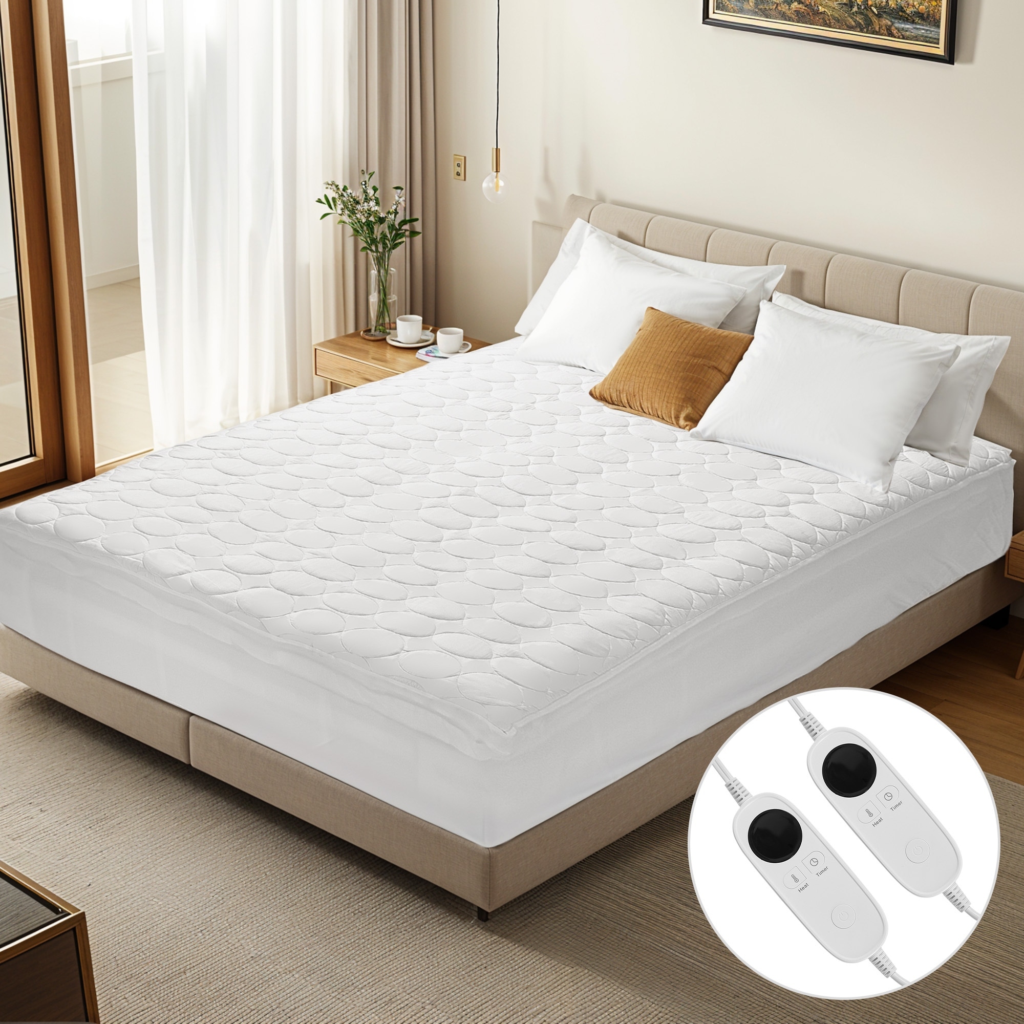 Temperature Regulating Electric Heated Mattress With Controllers