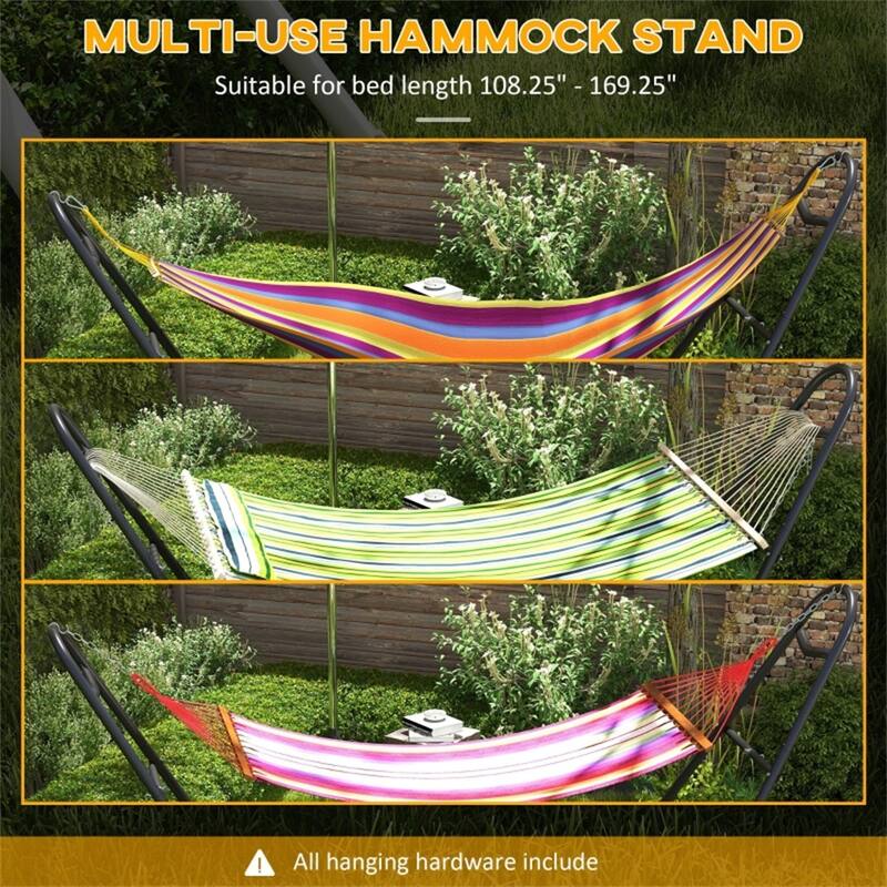 Adjustable Heavy Duty Hammock Stand Powder Coated Steel Supports Up to 550 Pounds Fits Most Brazilian Flat