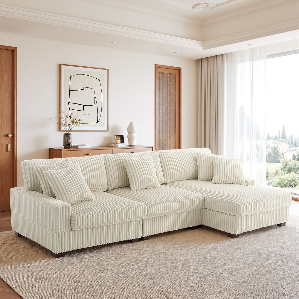 UIXE Upholstered Plush Velvet L Shaped Couch Modular Sofa