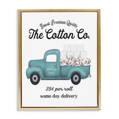 Stupell Toilet Paper Cotton Co Delivery Truck Bathroom Word Design Floater Frame - Blue