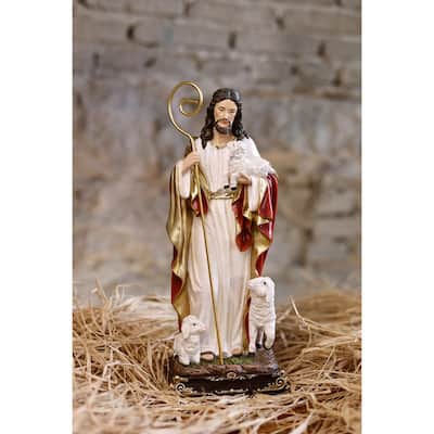 Good Shepherd Jesus with Lambs Figurine - 12.25"