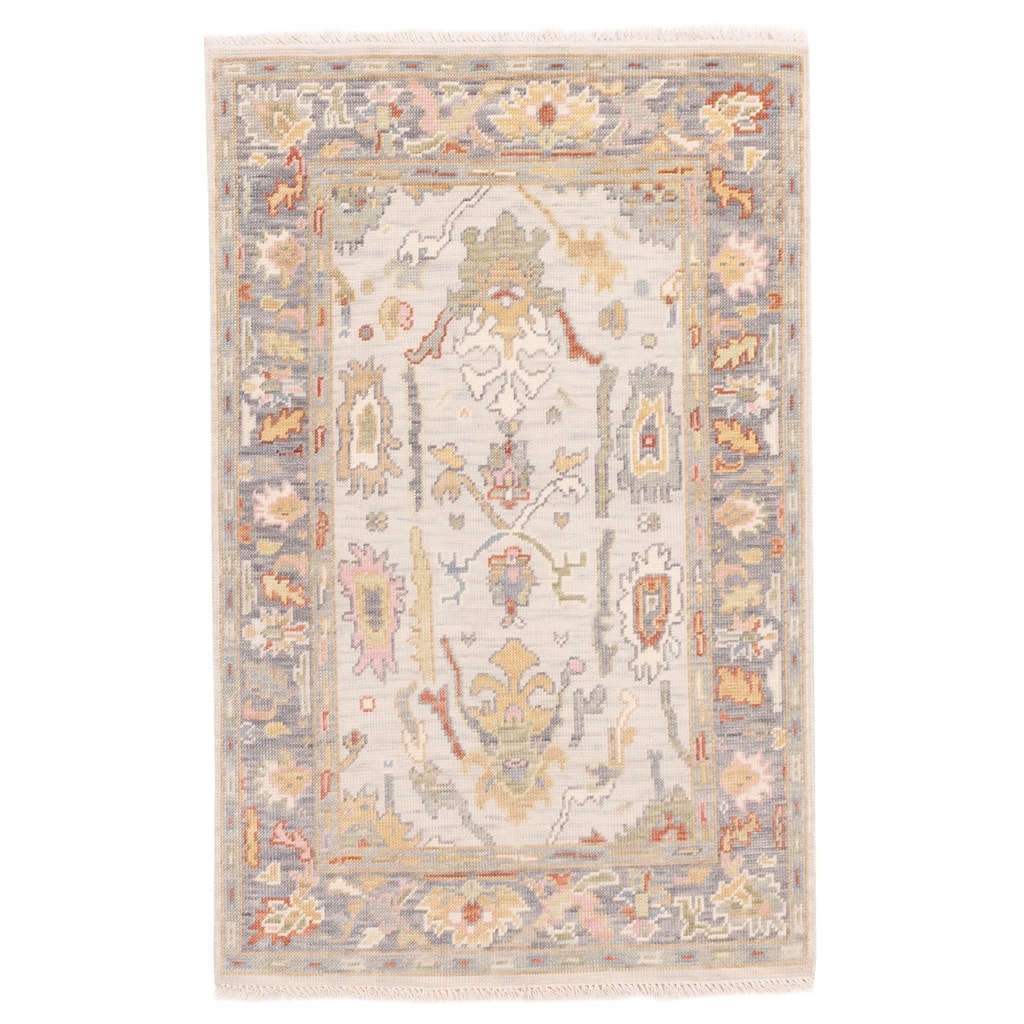 ECARPETGALLERY Hand-knotted Modern Oushak Light Grey Wool Rug - 3'7 x 5'6