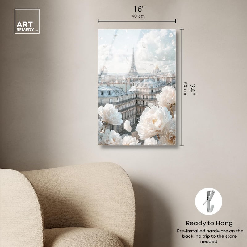 Peonies Over Paris Acrylic by Art Remedy, Ready to Hang