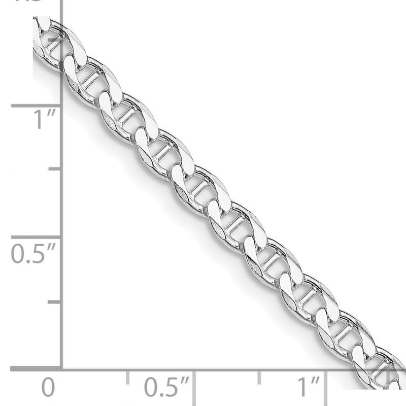 Curata 925 Sterling Silver Rhodium 4.15mm Flat Cuban Anchor Chain Necklace Options: 18 20 22 24