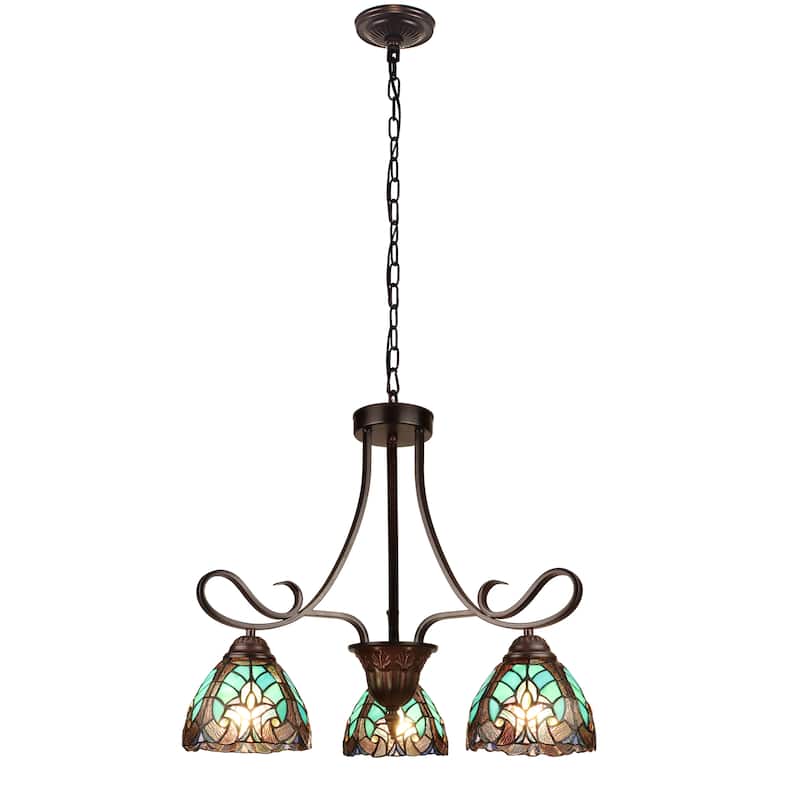 Tiffany Style Victorian Design 3-light Dark Bronze Chandelier - 20 inches high