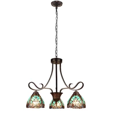 Tiffany Style Victorian Design 3-light Dark Bronze Chandelier - 20 inches high