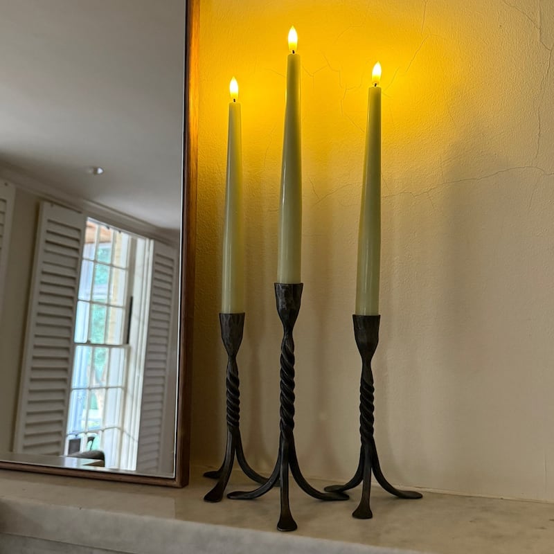 Set of 3 Flameless Rechargeable Wax Taper Candles with Remote