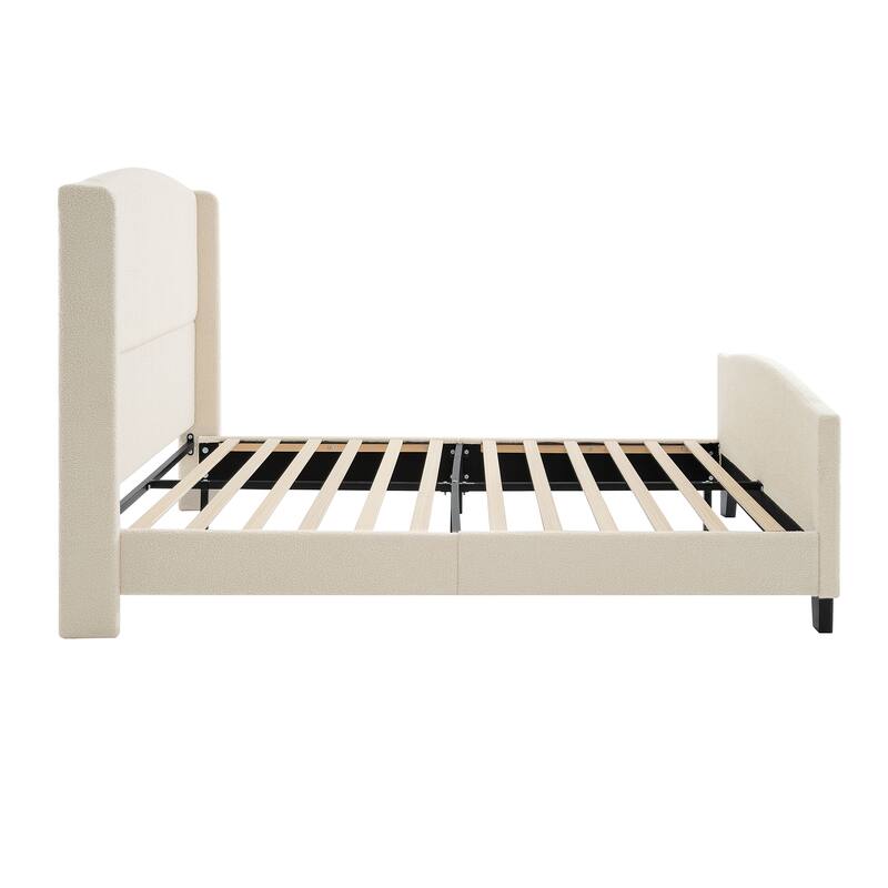 GDFStudio - Jane 49.21" High Back Upholstered Headboard Bed Frame with High Footboard