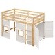 preview thumbnail 6 of 18, Wood Twin Size Loft Bed with Built-in Storage Wardrobe and 2 Windows