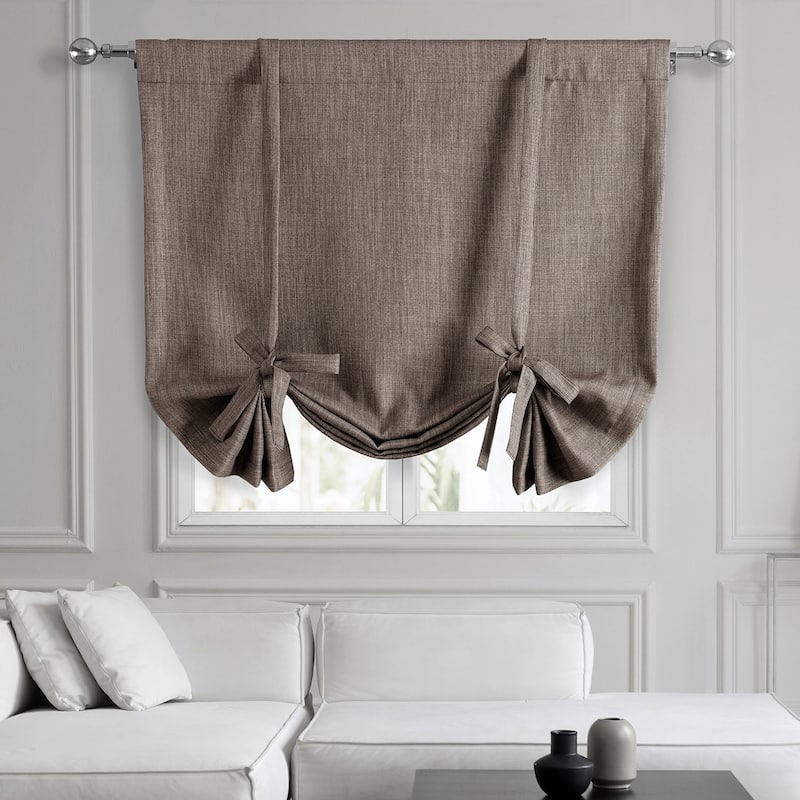 Exclusive Fabrics Faux Linen Room Darkening Tie-Up Window Shade (1 Panel)