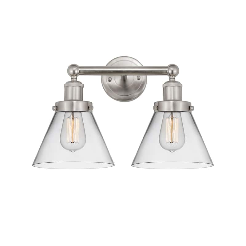 Innovations Lighting 616-2W-10-16-L Cone Vanity Cone 2 Light 16" Wide - Brushed Satin Nickel / Clear
