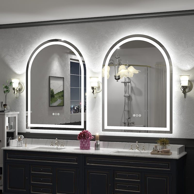UL Certified Arched LED Anti-fog Tempered Glass Wall Bathroom Vanity Mirror