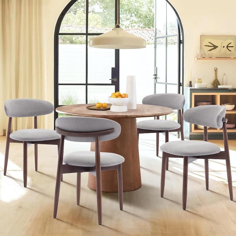 Modern Fabric Upholstered Kitchen Side Chairs, Farmhouse Dining Room Chair with Foot Pegs