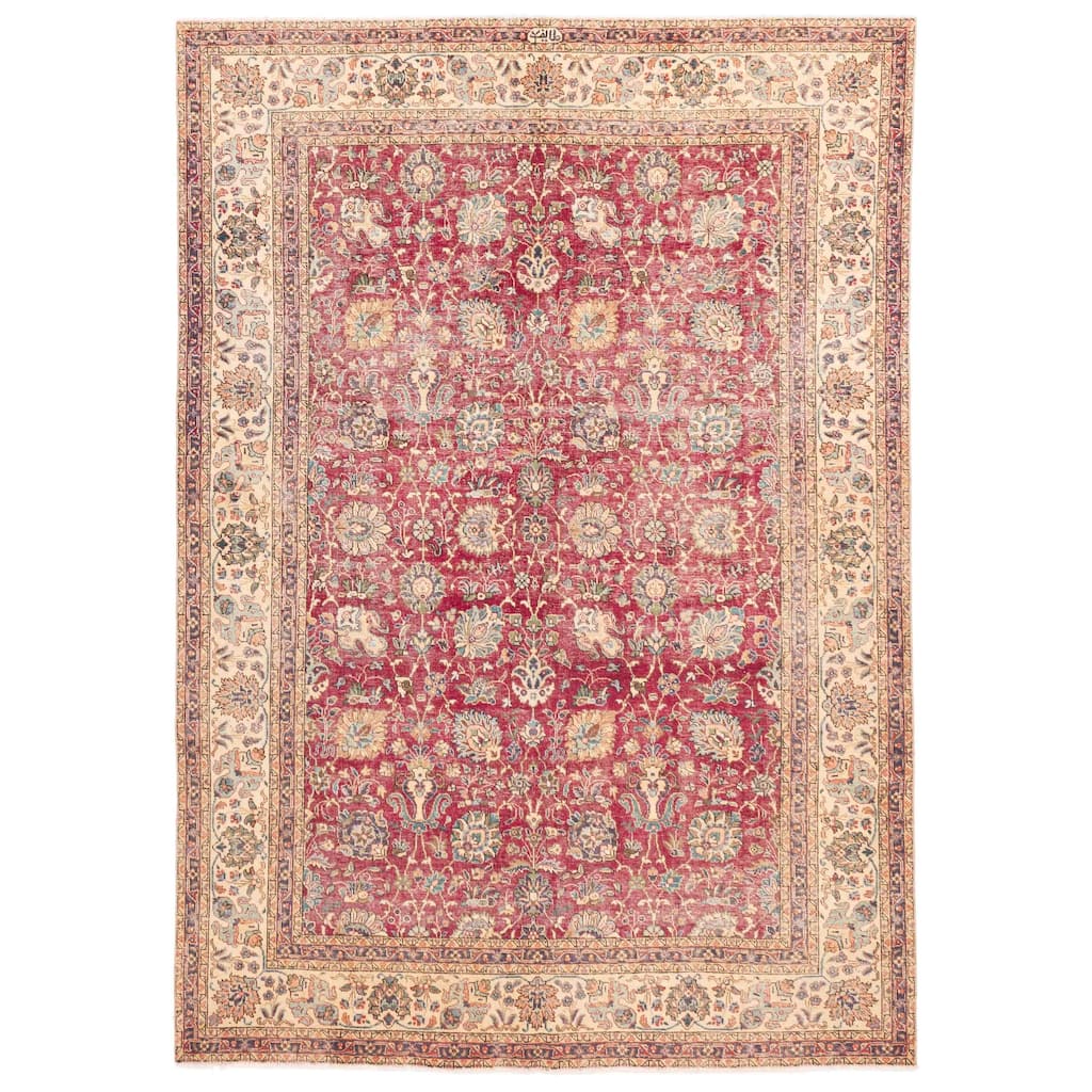 ECARPETGALLERY Hand-knotted Antalya Vintage Burgundy Wool Rug - 7'5 x 10'6