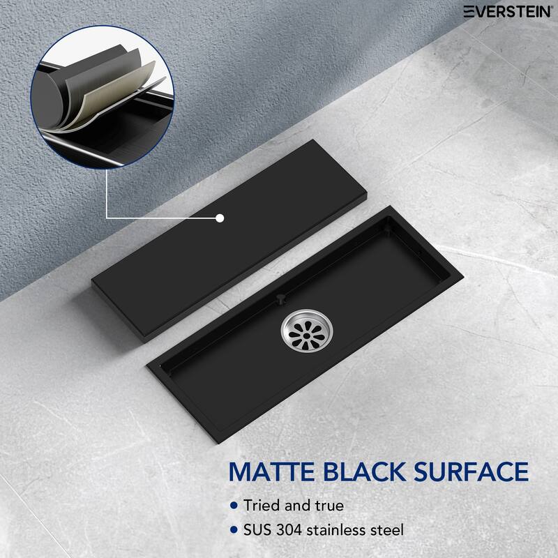 12-inch Linear Shower Drain With Solid Cover in Stainless Steel