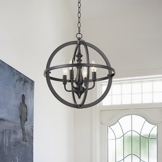 KAWOTI 57.5-inch Modern 4-light Metal Sphere Chandelier Foyer Pendant