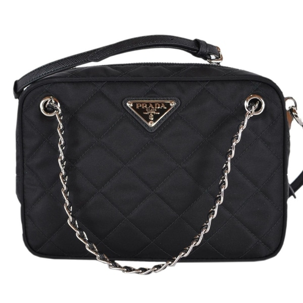 Black Quilted Crossbody Bag Nylon