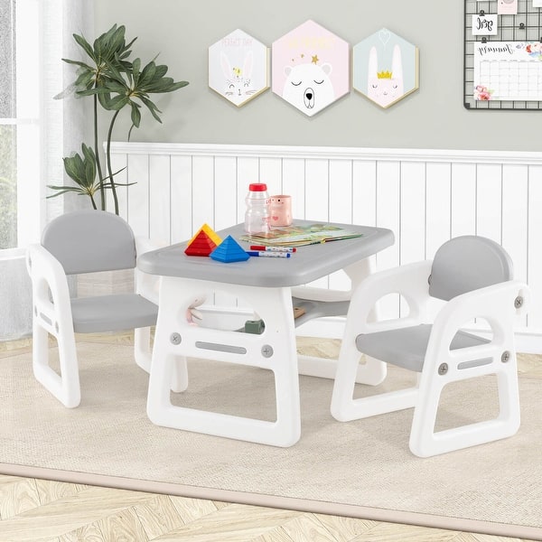 Costway Kids Table And 2 Chairs Set Activity Art Desk With Storage - See Details - - 38151482