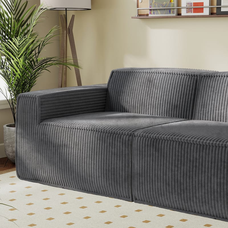 Furniture of America Navir Modern Chenille Foam Modular Sofa Chair - Left-Facing Arm - Dark Grey