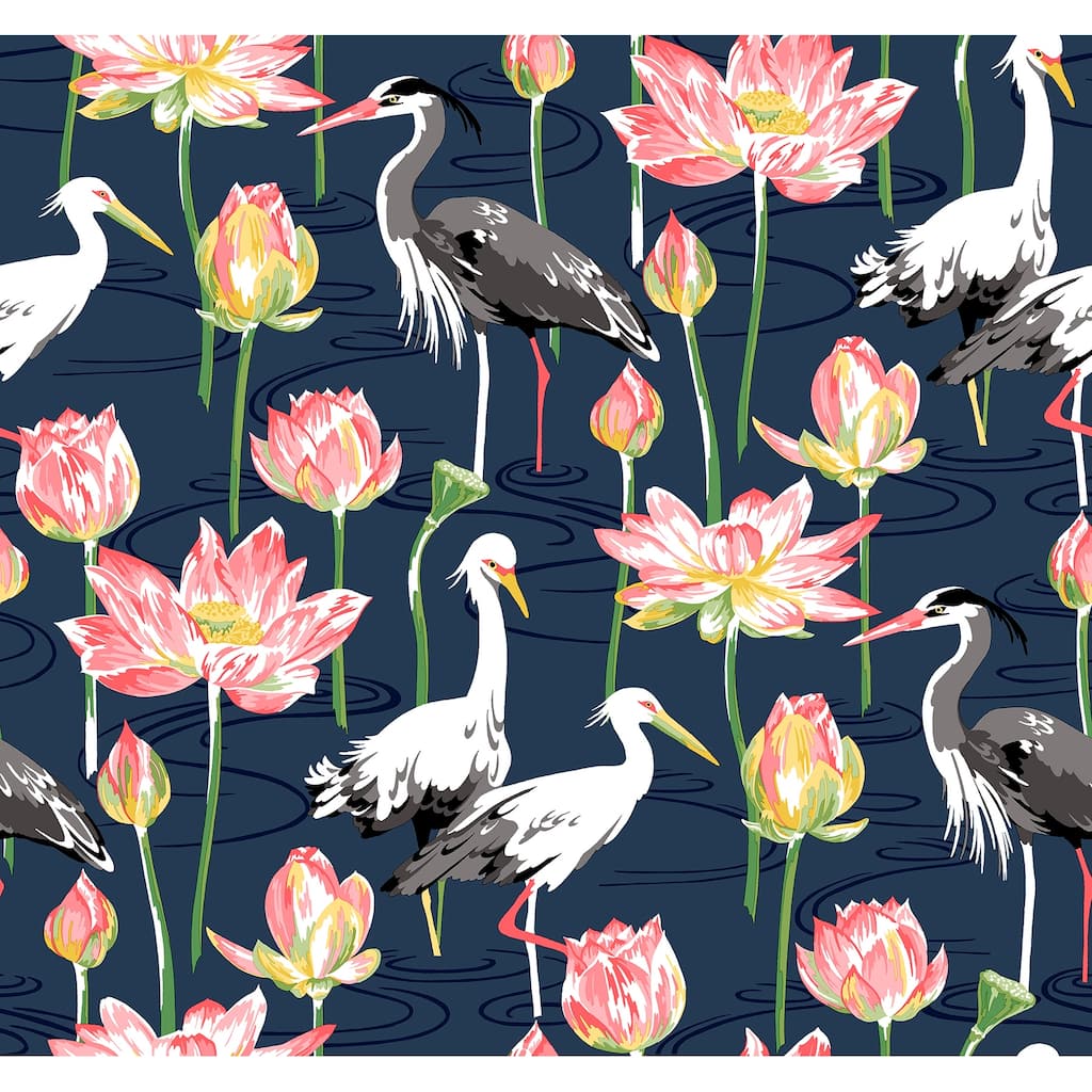 A-Street Prints Barton Navy Heron Wallpaper