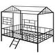preview thumbnail 17 of 25, Full Size Metal House Bed Frame with Slatted Support