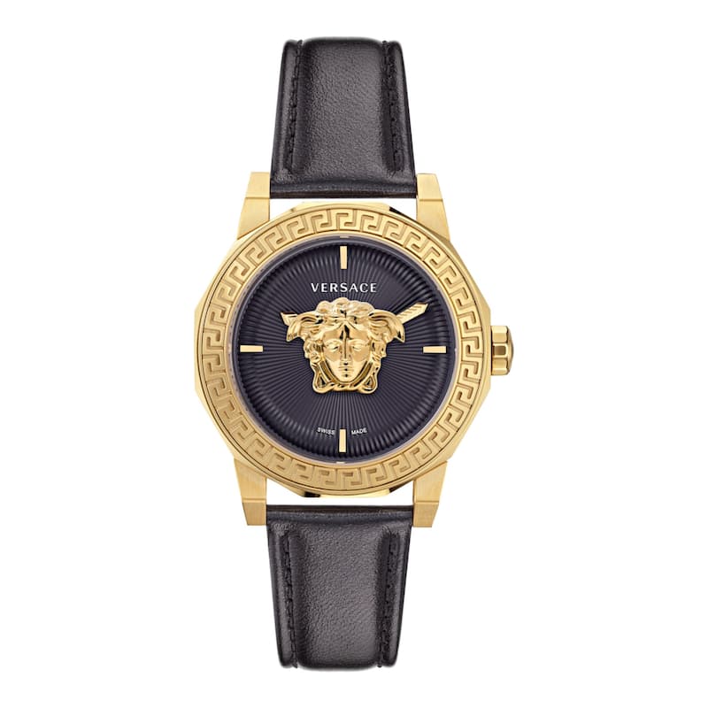 Versace Medusa Deco Leather Watch - Gold