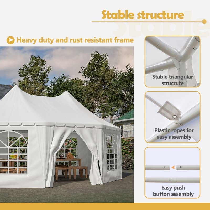 20 x 15 ft Outdoor UV Protection Gazebo Tent with 1 Doors and 7 Windows