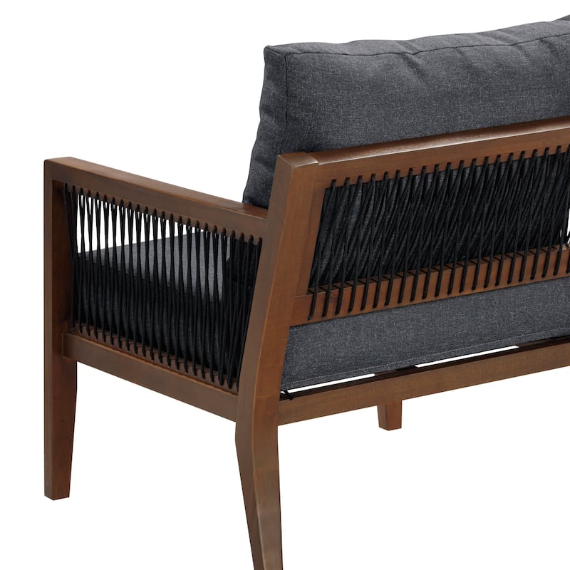 Freya Bohemian Wooden Armchair, Outdoor Patio Chair, Solid Acacia Wood Frame