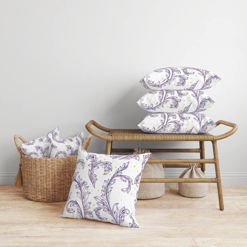 Petal Perfection Faux Suede Reversible Throw Pillow White and Violet