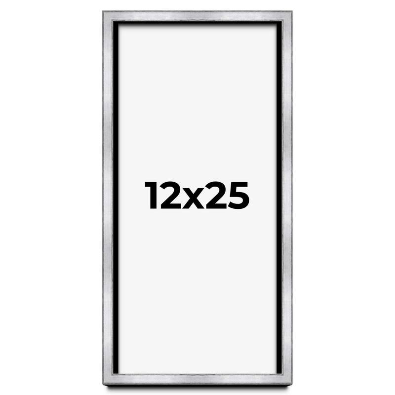 12x25 Shadow Box Frame Silver | 1.375 Inches Deep Real Wood