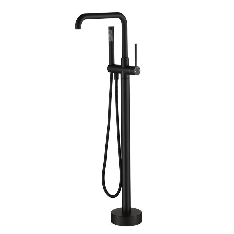CASAINC Single-Handle Freestanding Floor-Mounted Roman Bathtub Faucet with Hand Shower