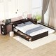 preview thumbnail 13 of 35, Full Size Platform Bed with Trundle and Drawers Wood Full Bed Frame with a Rolling Shelf Platform Bed with Desk - White Espresso - Full