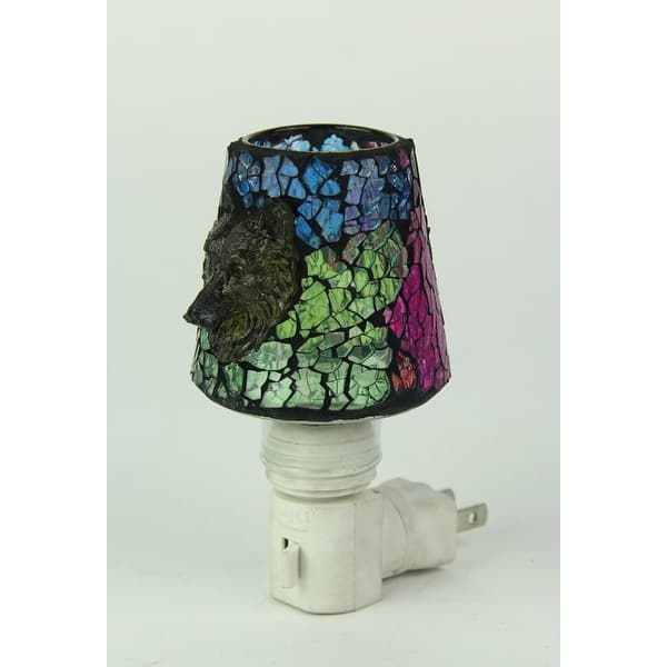 Shop Colorful Mosaic Glass Wolf Head Plug In Night Light 4 5 X
