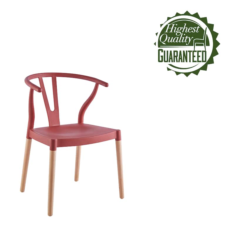 Porthos Home Lyra Plastic Dining Chairs with Beechwood Legs, Set of 2