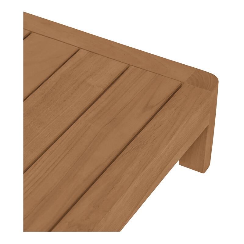 NADAAL STUDIOS Sorelle Outdoor Side Table, Solid Teak Wood, Low Profile Design, Natural Finish
