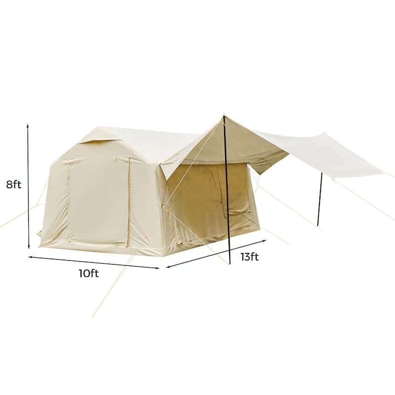 Inflatable Camping Tent for 8-12 People, with Skylights, Chimney Window, and UV-Resistant, Easy Setup for Outdoors