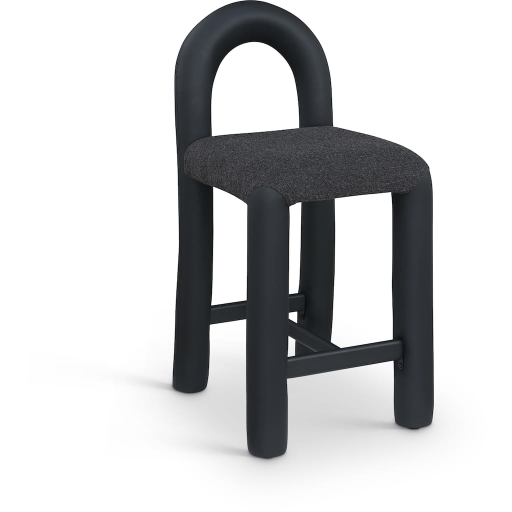 Amari Vegan Leather and Boucle Fabric Stool