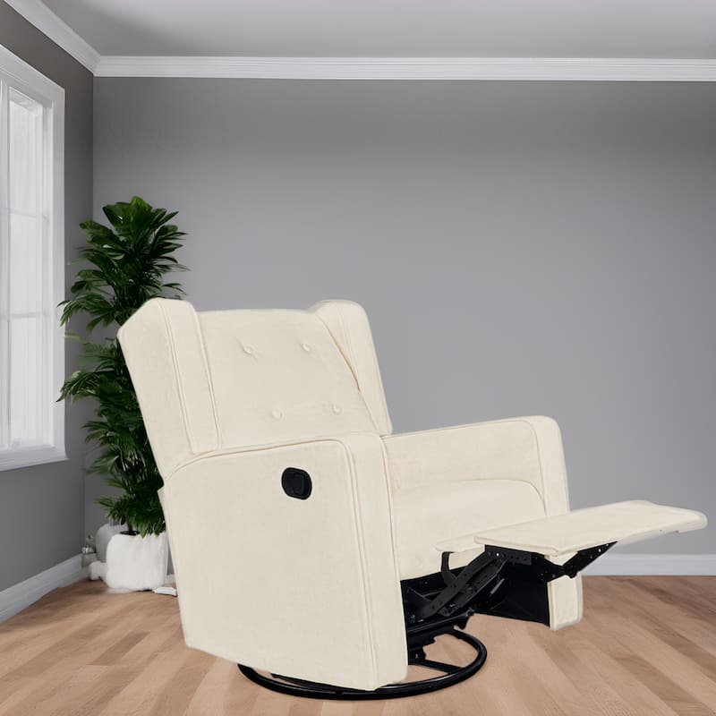 Octavia Solid Wood Microfiber Swivel Glider Rocker Recliner Chair, For Living Room, Bed Room