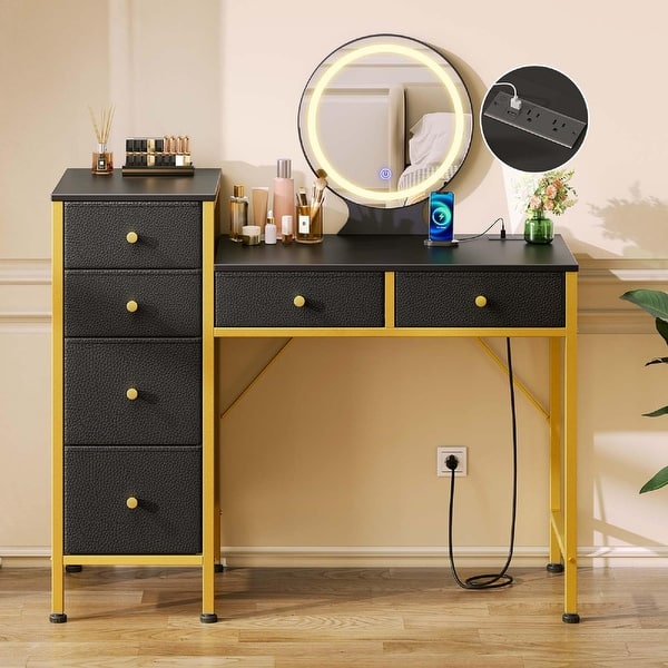 black and gold dressing table with mirror SOLD Commission Available ,dressing Table, Black and Gold, Vanity Table,bedroom Furniture, Vintage,