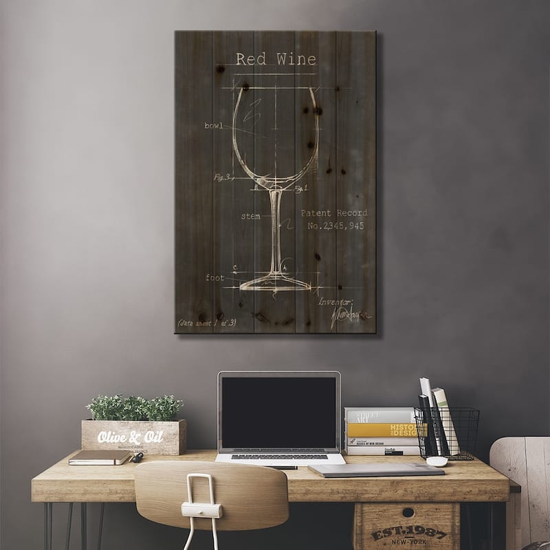 Barware Blueprint III Print On Wood by Ethan Harper - Multi-Color