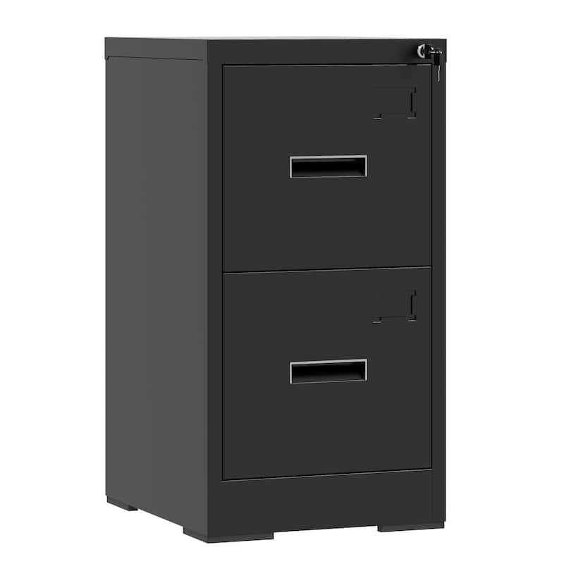 2 Drawer Metal Vertical File Cabinet with Lock and Card Slot File Cabinet for A4 Legal/Letter Size Narrow File Cabinet Locked