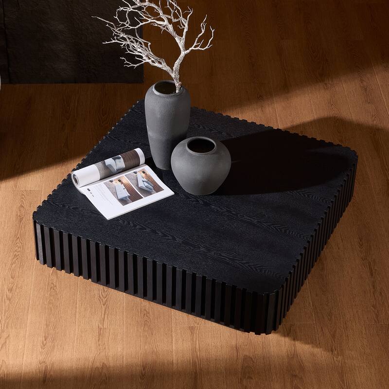 35.43 Inch Modern Handcraft Square Accent Coffee Table with Sturdy for Living Room