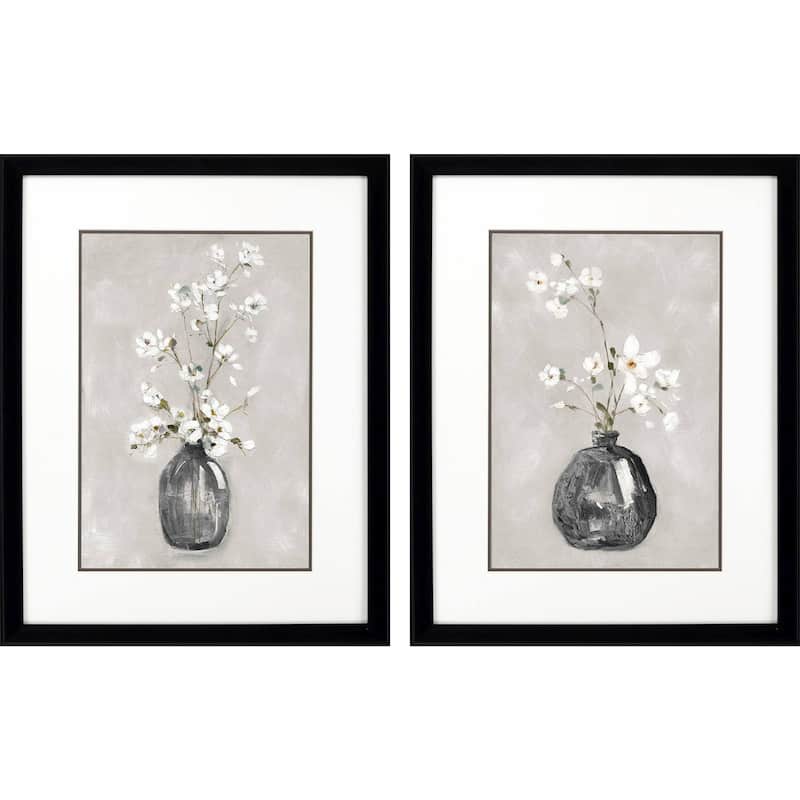 HomeRoots Set Of Two Cottage Spring Black Framed Wall Art
